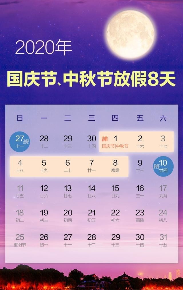 定了！国庆中秋连休8天 双节加班会有6倍工资吗？